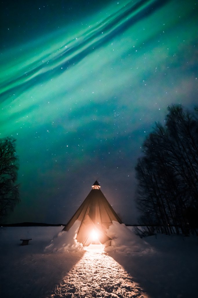 Northern lights at Apukka Resort Rovaniemi Lapland Finland. Photo by Alexander Kuznetsov / All About Lapland.