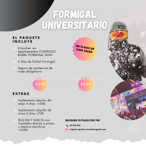 Pago bloqueo viaje a Formigal universitario